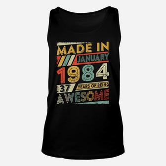 37Th Birthday Gift Retro January 1984 37 Yrs Old 37Th Bday Unisex Tank Top | Crazezy