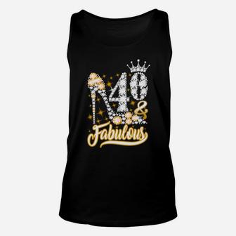 40 & Fabulous 40 Years Old 40Th Birthday Diamond Crown Shoes Unisex Tank Top | Crazezy AU