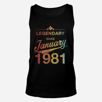 40 Year Old Gift 40Th Birthday Vintage Born In January 1981 Unisex Tank Top | Crazezy AU