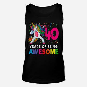 40Th Birthday Dabbing Unicorn Party Gift 40 Years Old Women Unisex Tank Top | Crazezy