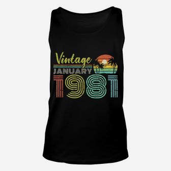 40Th Birthday Gift Vintage January 1981 Forty Years Old Unisex Tank Top | Crazezy AU