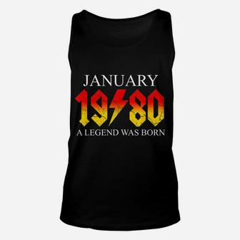 40Th Birthday January 1980 Forty Year Old Men Gift For Dad Unisex Tank Top | Crazezy AU