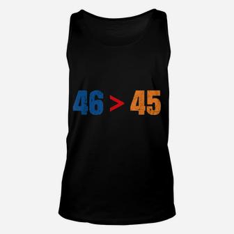 46 Is Greater Than 45 Distressed Unisex Tank Top - Monsterry CA