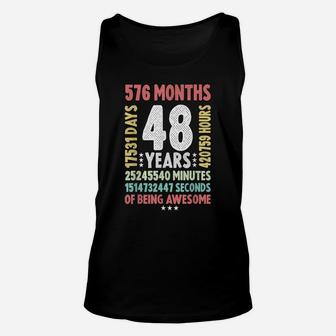 48Th Birthday 48 Years Old Vintage Retro - 48 Yr Old Unisex Tank Top | Crazezy