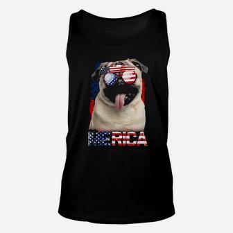 4Th Of July American Flag Pugs Dog Lover Unisex Tank Top - Monsterry AU