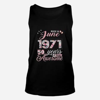 50Th Birthday Floral Gift For Born In June Unisex Tank Top | Crazezy UK