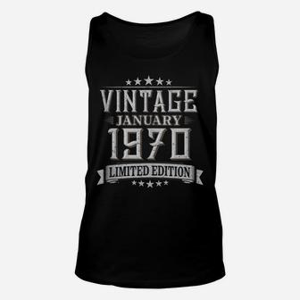 50Th Birthday Gift Vintage January 1970 50 Years Old Unisex Tank Top | Crazezy