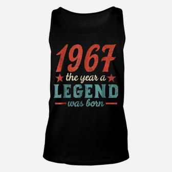 51St Birthday Year 1967 T Shirt The Year A Legend Was Born Unisex Tank Top | Crazezy