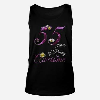55 Year Old Shirt Awesome Floral 1964 55Th Birthday Gift Unisex Tank Top | Crazezy