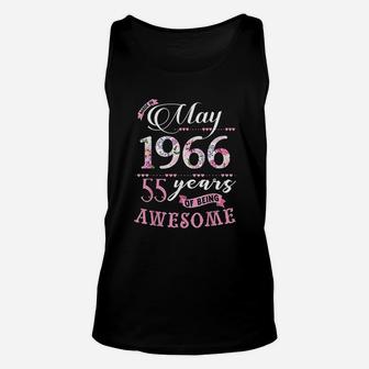 55Th Birthday Floral Born In May 1966 Unisex Tank Top | Crazezy