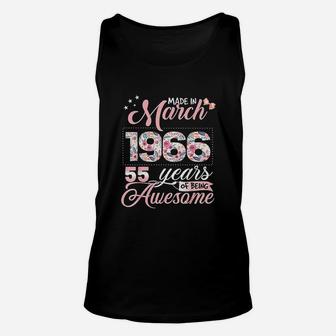 55Th Birthday Floral Gift Born In March 1966 Unisex Tank Top | Crazezy