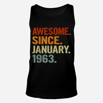 58 Years Old Retro Birthday Gift Awesome Since January 1963 Unisex Tank Top | Crazezy UK
