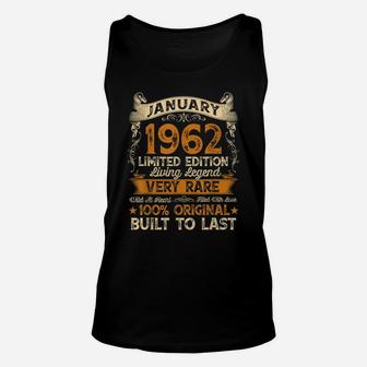 59Th Birthday Gift 59 Years Old Retro Vintage January 1962 Unisex Tank Top | Crazezy