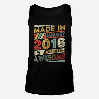 5Th Birthday Gift Retro January 2016 5 Yrs Old 5Th Bday Unisex Tank Top | Crazezy