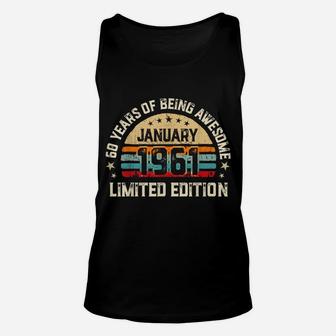 60 Years Old, Vintage 60Th Birthday, Made In January 1961 Unisex Tank Top | Crazezy CA