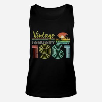 60Th Birthday Gift Vintage January 1961 Sixty Years Old Unisex Tank Top | Crazezy