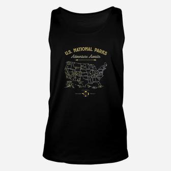62 National Parks Map Gifts Us Park Vintage Camping Hiking Unisex Tank Top | Crazezy UK