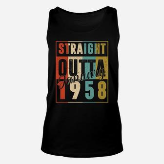 63 Years Old Retro Birthday Gift Straight Outta January 1958 Unisex Tank Top | Crazezy