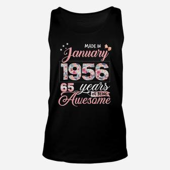 65Th Birthday Floral Gift For Womens Born In January 1956 Unisex Tank Top | Crazezy DE