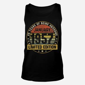 65Th Birthday Gift 65 Years Old Awesome Since January 1957 Unisex Tank Top | Crazezy