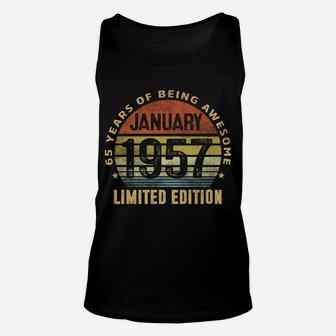 65Th Birthday Gift Men Vintage January 1957 65 Years Old Unisex Tank Top | Crazezy CA