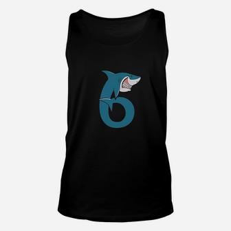 6Th Birthday Shark Party Gift For Six Years Old Unisex Tank Top | Crazezy