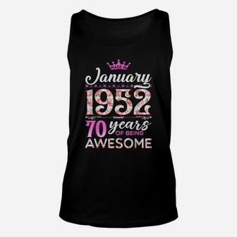 70Th Birthday Floral Gift For Womens Born In January 1952 Unisex Tank Top | Crazezy UK