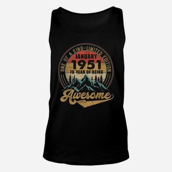 70Th Birthday Gift 70 Years Old Retro Vintage January 1951 Unisex Tank Top | Crazezy
