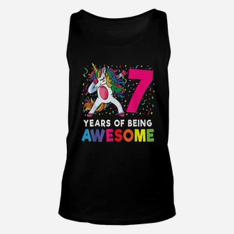 7Th Birthday Dabbing Unicorn Unisex Tank Top | Crazezy