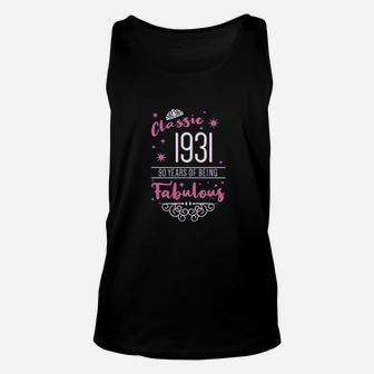 90Th Birthday Gifts Classic 1931 90 Years Fabulous Ladies Unisex Tank Top | Crazezy AU