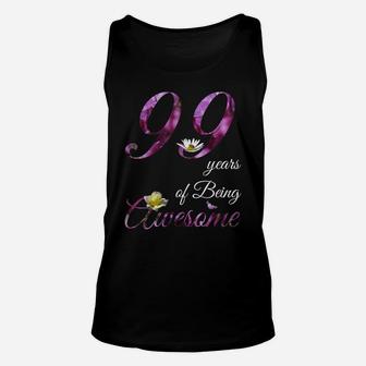 99 Year Old Shirt Awesome Floral 1921 99Th Birthday Gift Unisex Tank Top | Crazezy CA