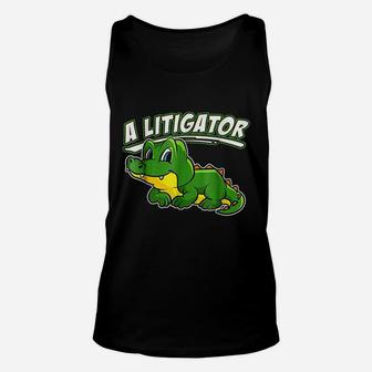 A Litigator Cute Alligator Funny Lawyer Attorney Unisex Tank Top - Thegiftio UK