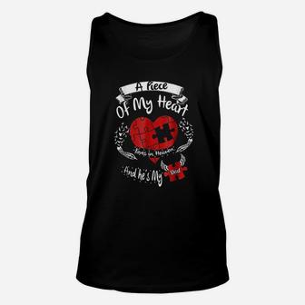 A Piece Of My Heart Lives In Heaven Heaven And He Is My Dad Unisex Tank Top - Thegiftio UK