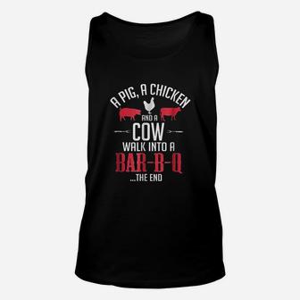 A Pig A Chicken And A Cow Funny Bbq Unisex Tank Top | Crazezy AU