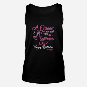 A Queen Was Born In September 1957 Unisex Tank Top | Crazezy AU