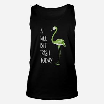 A Wee Bit Irish Today Green Flamingo St Pattys Day Unisex Tank Top - Monsterry