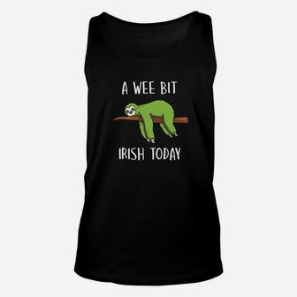 A Wee Bit Irish Today Green Sloth St Patricks Day Unisex Tank Top - Thegiftio