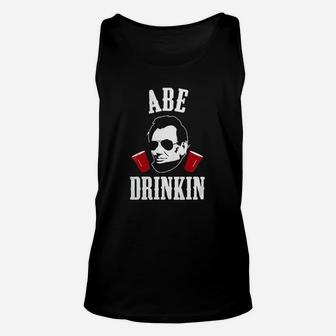Abe Drinkin 4Th Of July Navy Blue With White Red Print Unisex Tank Top | Crazezy DE