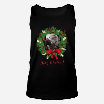 African Grey Parrot Merry Corn Christmas Wreath Unisex Tank Top | Crazezy CA