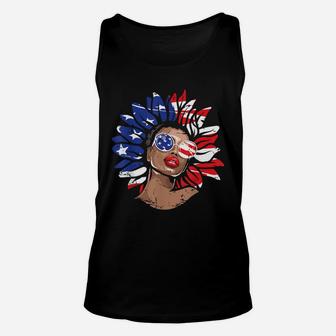 Afro American Women American Flag Flower Hair Sunflower Unisex Tank Top | Crazezy AU