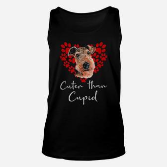 Airedale Terrier Dog Cuter Than Cupid Valentines Day Unisex Tank Top - Monsterry