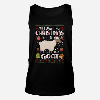 All I Want Is A Goat For Christmas Ugly Xmas Pajamas Sweatshirt Unisex Tank Top | Crazezy CA