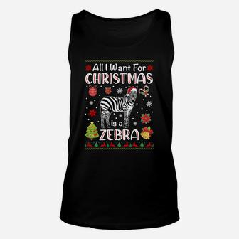 All I Want Is A Zebra For Christmas Ugly Xmas Pajamas Sweatshirt Unisex Tank Top | Crazezy CA