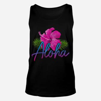 Aloha Hawaiian Islands Hawaii Surf Hibiscus Flower Surfer Unisex Tank Top | Crazezy