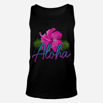 Aloha Hawaiian Islands Hawaii Surf Hibiscus Flower Surfer Unisex Tank Top | Crazezy CA