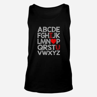 Alphabet Abc I Love You Valentines Day Heart Gifts Unisex Tank Top | Crazezy