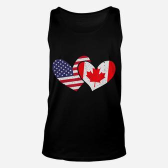 America Usa United States Love Canada Hearts Flags Design Unisex Tank Top | Crazezy AU