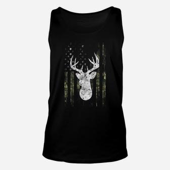 American Camouflage Usa Flag Whitetail Buck Bow Deer Hunting Unisex Tank Top | Crazezy CA