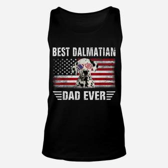 American Flag Best Dalmatian Dad Ever Tee Dog Dad Unisex Tank Top | Crazezy