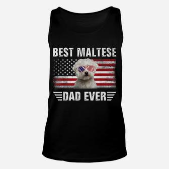 American Flag Best Maltese Dad Ever Tee Dog Dad Unisex Tank Top | Crazezy